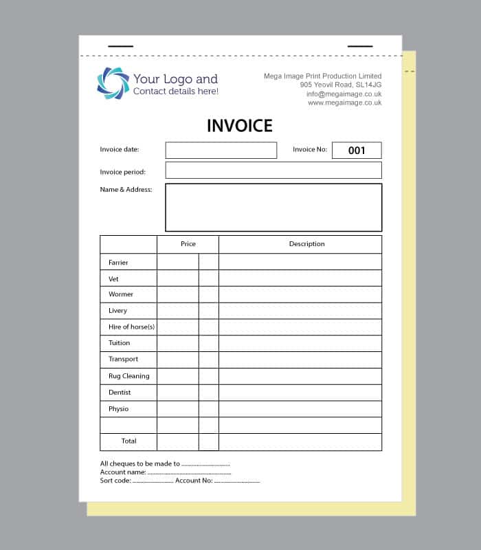 Equine Invoice Book