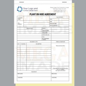 Plant on Hire Agreement Form