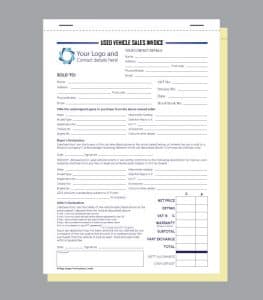 Used Vehicle Sales Invoice