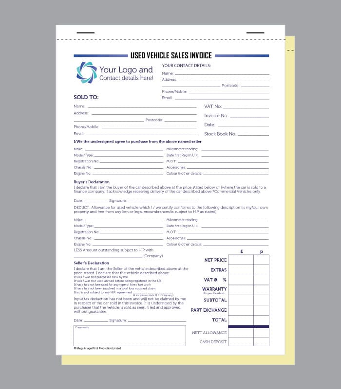 Used Vehicle Sales Invoice