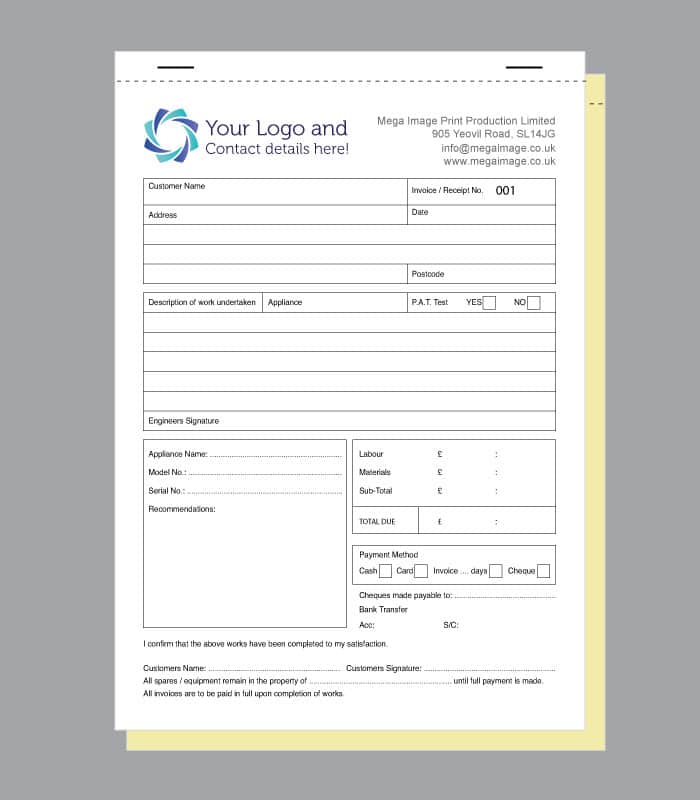 Invoice Receipt Appliances Form