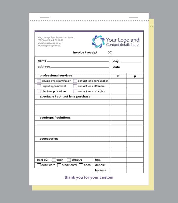 Invoice Book Opticians