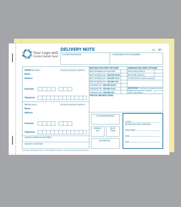 Delivery Note Courier Book