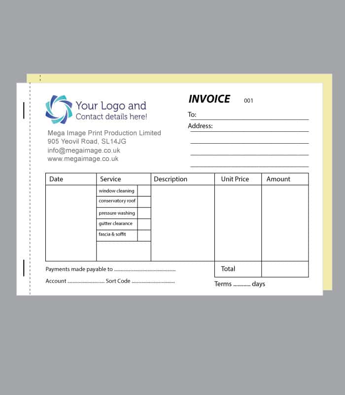 Invoice Receipt Window Cleaning Book
