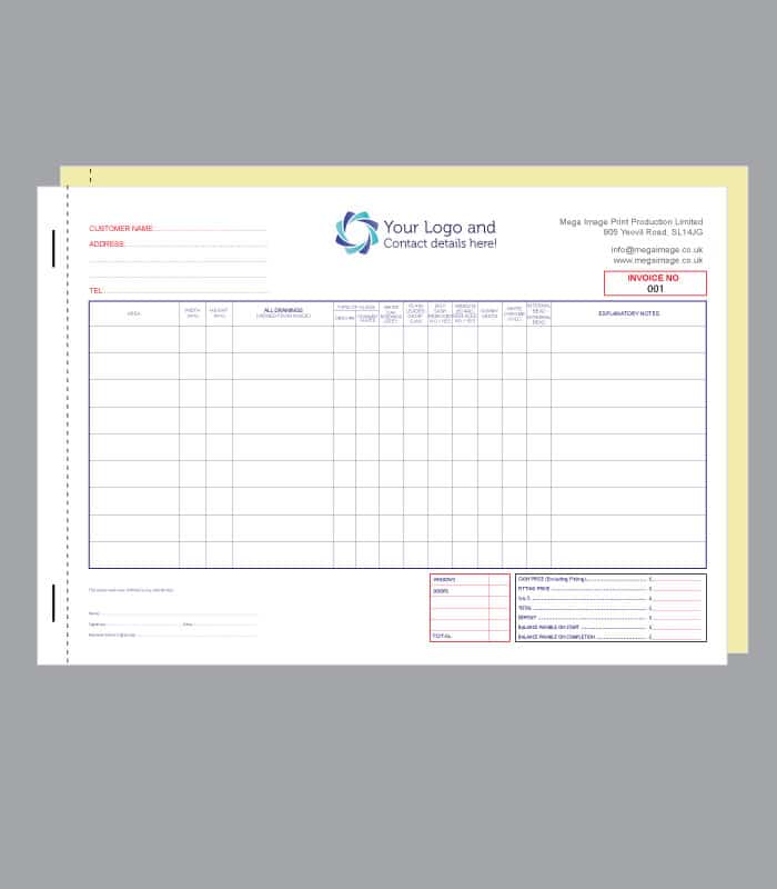 Glazing UPVC Purchase Order Invoice