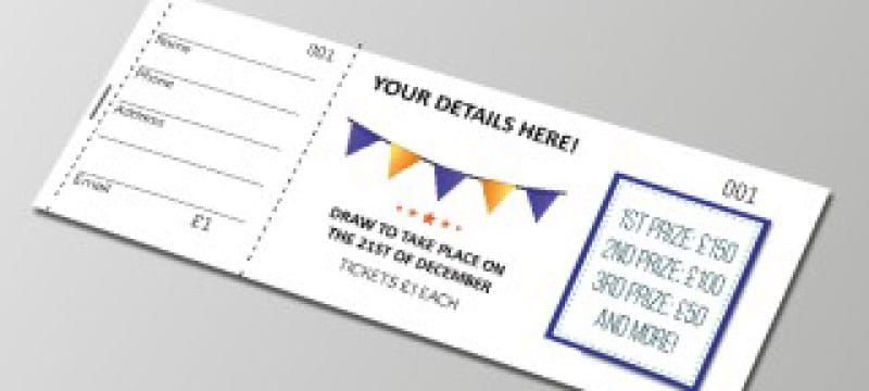 Printed raffle ticket with perforated numbered counterfoil